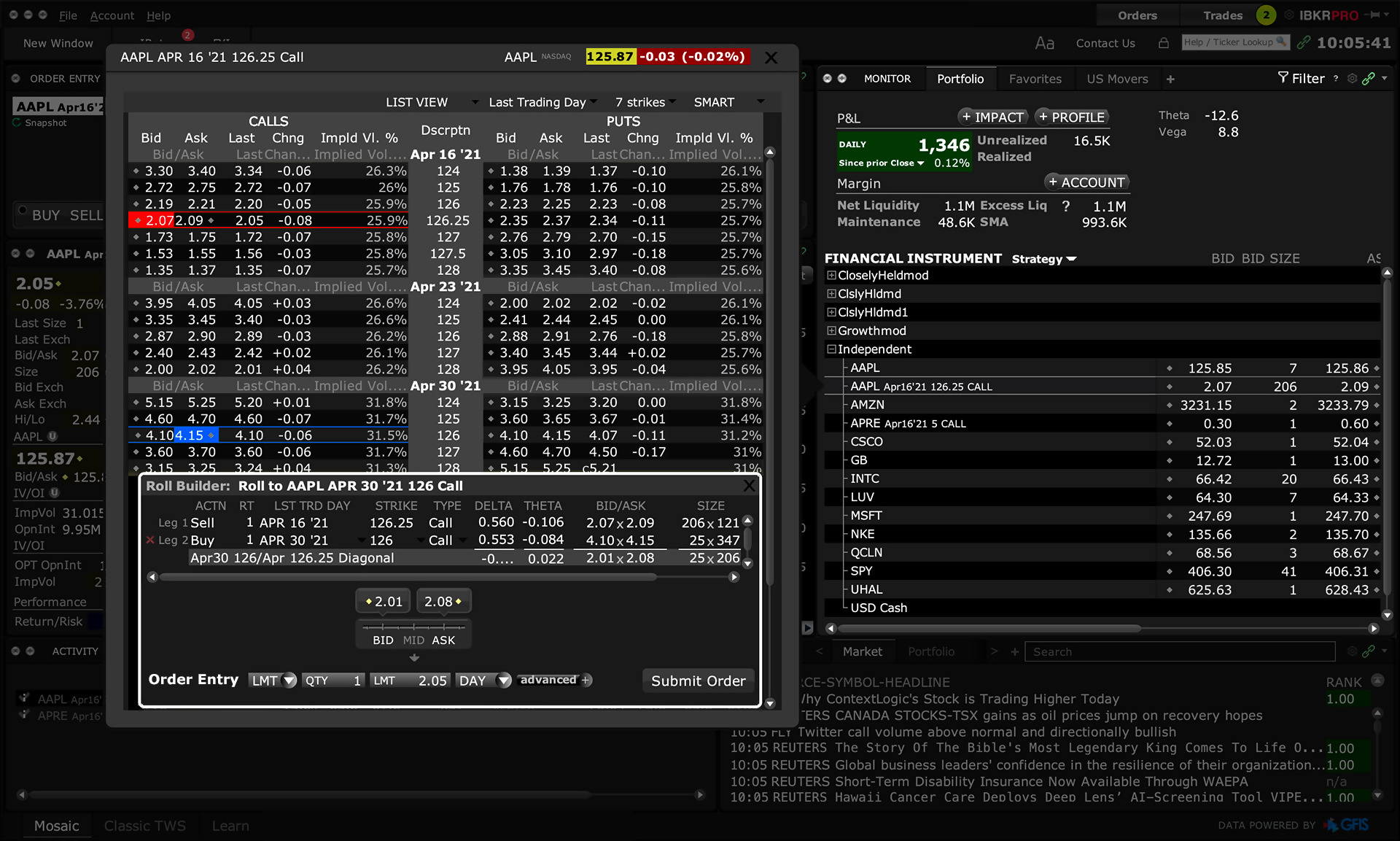 Rollover options tool